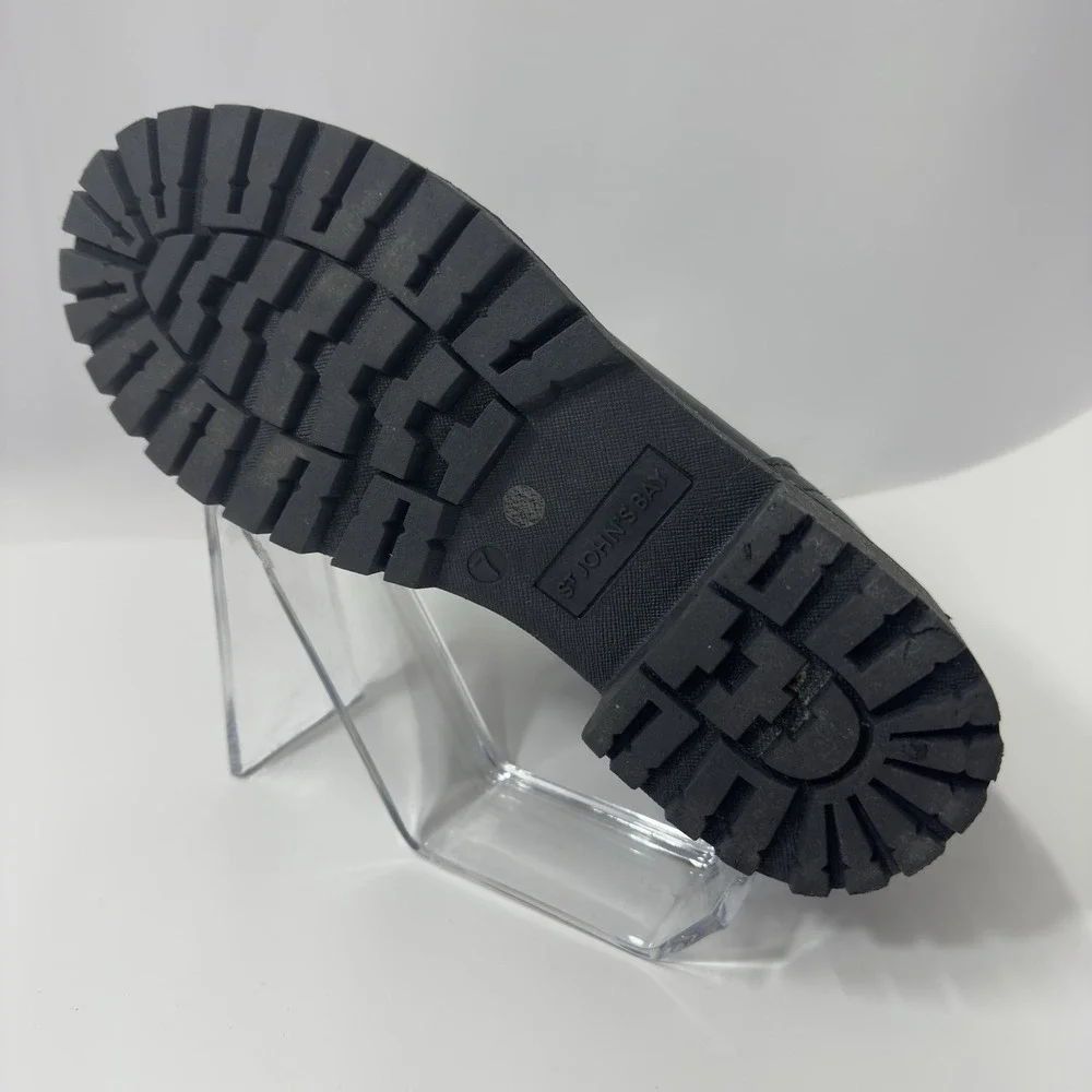 St. Johns Bay Womens Blak Hiking Boots Size 7M‎ Flaux Lether Memory Foam Winter - Picture 11 of 11